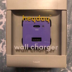 15W Wall Charger – Dual Port USB-C & USB-A (Purple)